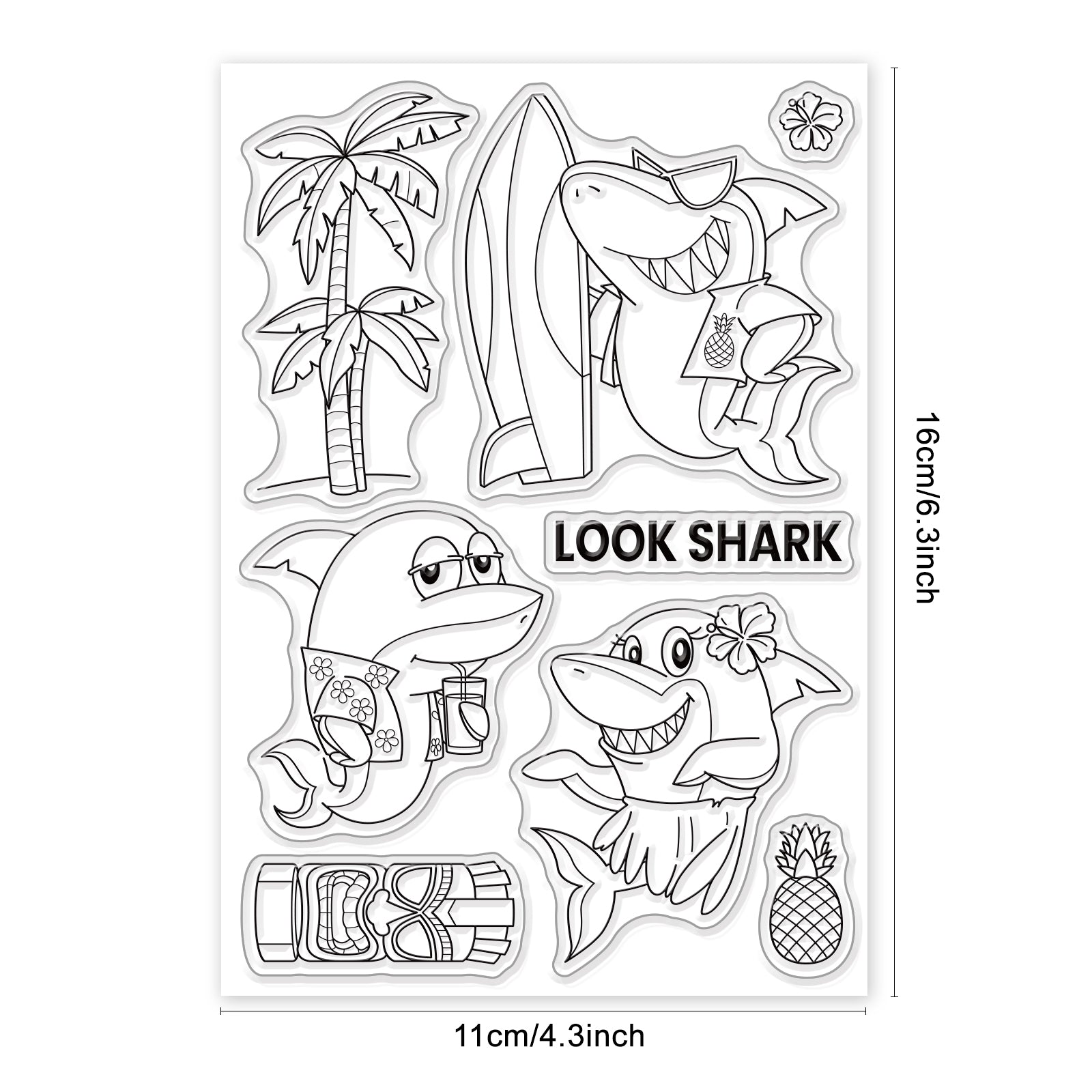 Globleland Shark, Summer, Hawaii Clear Silicone Stamp Seal for Card Making Decoration and DIY Scrapbooking