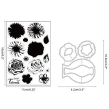 1Pc Carbon Steel Cutting Dies Stencils & 1 Sheet PVC Plastic Stamps, for DIY Scrapbooking/Photo Album, Decorative Embossing DIY Paper Card, Layering Flowers Vase Pattern