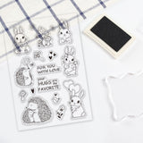 Globleland Hedgehog, Rabbit, Cute Animals, Mushrooms, Carrots, Love, Flowers Clear Silicone Stamp Seal for Card Making Decoration and DIY Scrapbooking