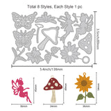 Globleland Carbon Steel Cutting Dies Stencils, for DIY Scrapbooking, Photo Album, Decorative Embossing Paper Card, Stainless Steel Color, Butterfly & Flower, Angel & Fairy Pattern, 138x89x0.8mm