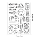 Globleland Sewing Machine, Buttons, Scissors Stamps Silicone Stamp Seal for Card Making Decoration and DIY Scrapbooking