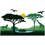 Globleland Africa, Scene, Elephants, Giraffes, Trees, Hippos, Zebras, Birds Carbon Steel Cutting Dies Stencils, for DIY Scrapbooking/Photo Album, Decorative Embossing DIY Paper Card