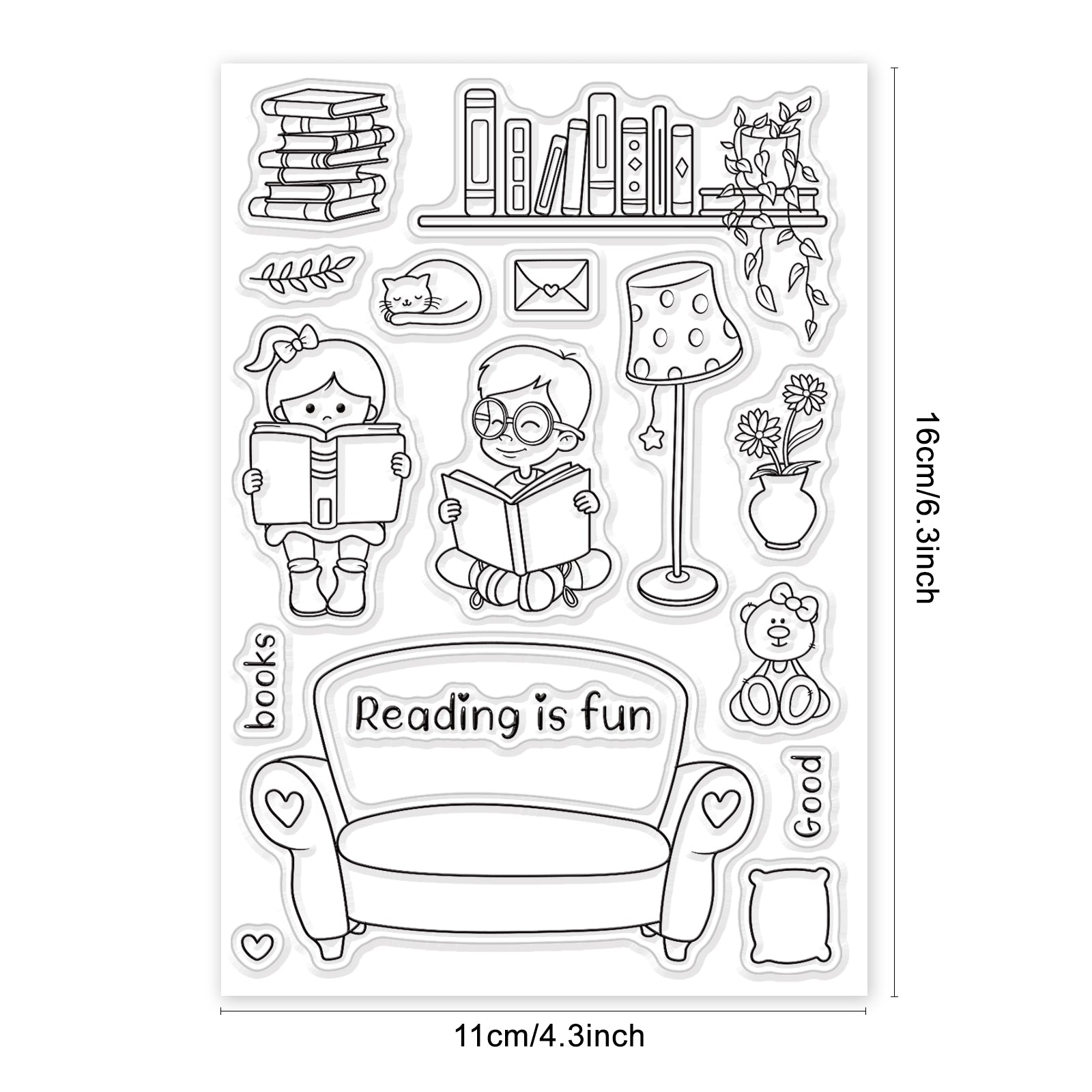 Globleland Reading, Bookcase, Bookshelf Clear Silicone Stamp Seal for Card Making Decoration and DIY Scrapbooking