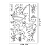 Globleland Fishing Boy Clear Silicone Stamp Seal for Card Making Decoration and DIY Scrapbooking