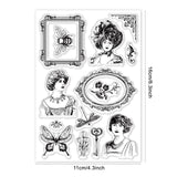 Globleland Vintage Woman Photo Frame Clear Silicone Stamp Seal for Card Making Decoration and DIY Scrapbooking