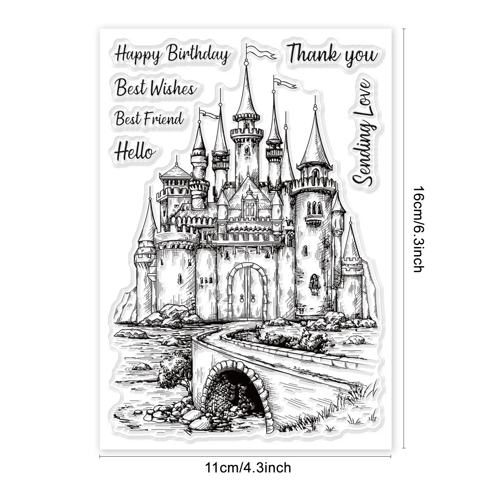 Globleland Castle Clear Silicone Stamp Seal for Card Making Decoration and DIY Scrapbooking