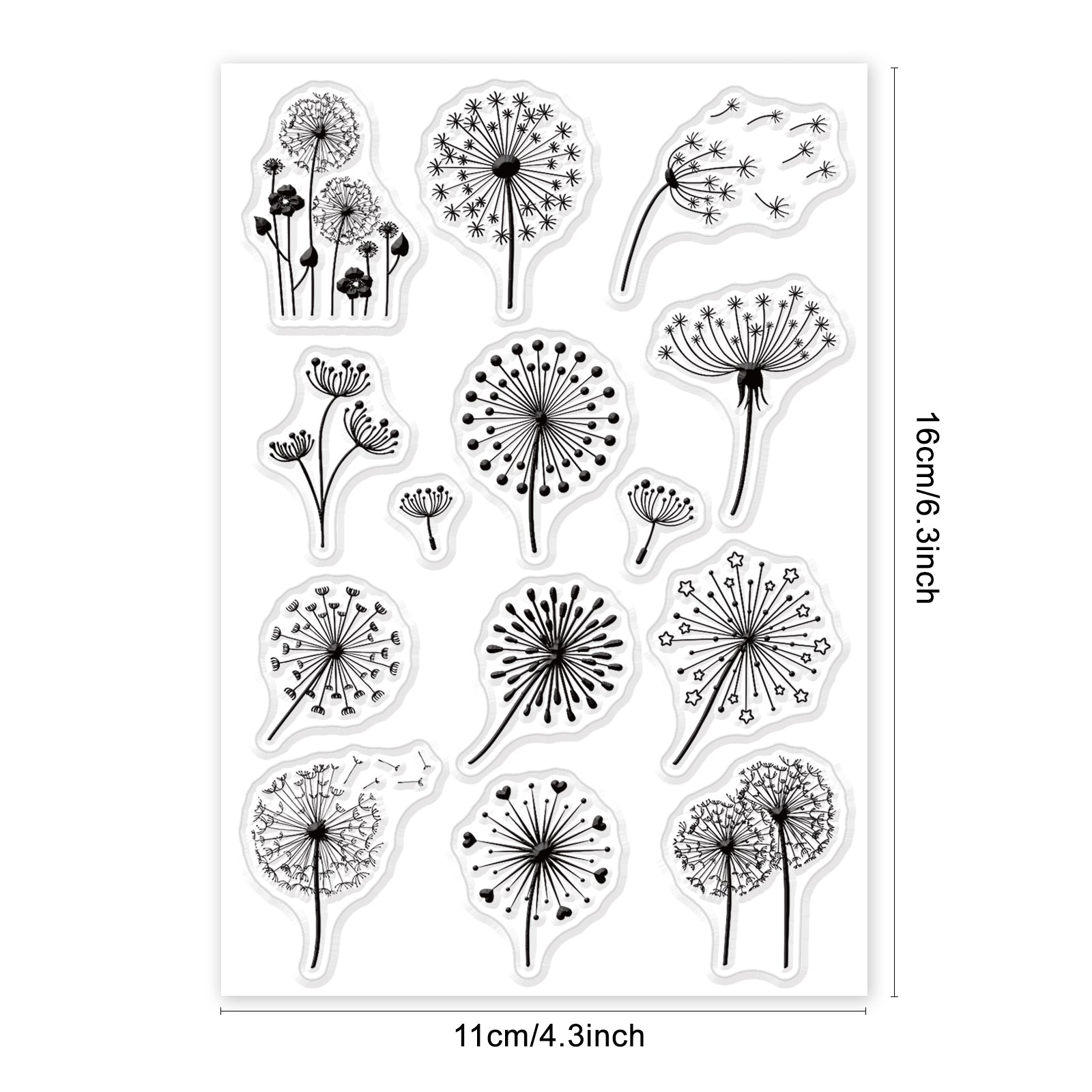 Globleland Dandelion, Plant, Different Types Dandelion, Beautiful Dandelion Flowers Leaves Clear Silicone Stamp Seal for Card Making Decoration and DIY Scrapbooking