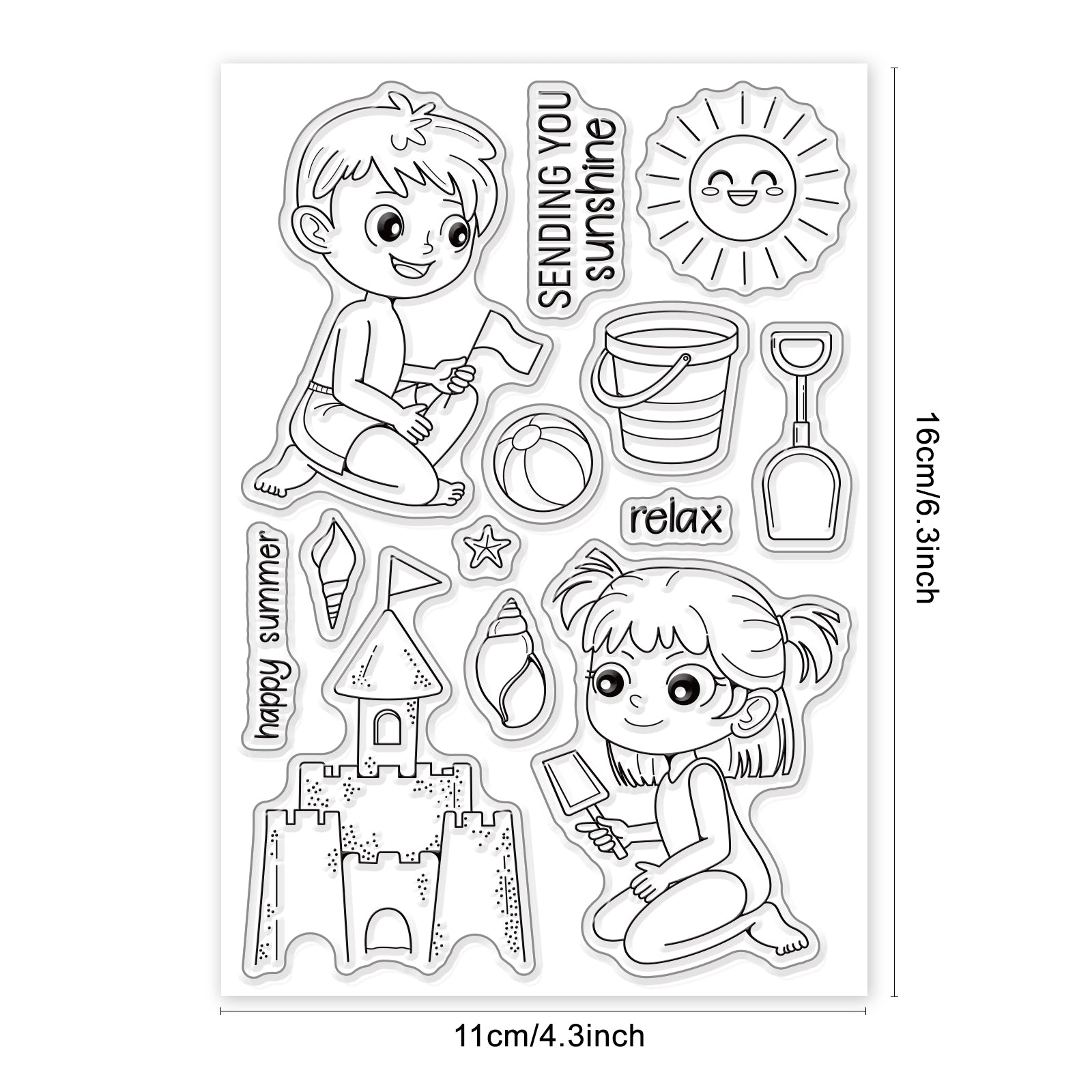 Globleland Beach, Sand Castle, Seashells Clear Stamps Silicone Stamp Seal for Card Making Decoration and DIY Scrapbooking