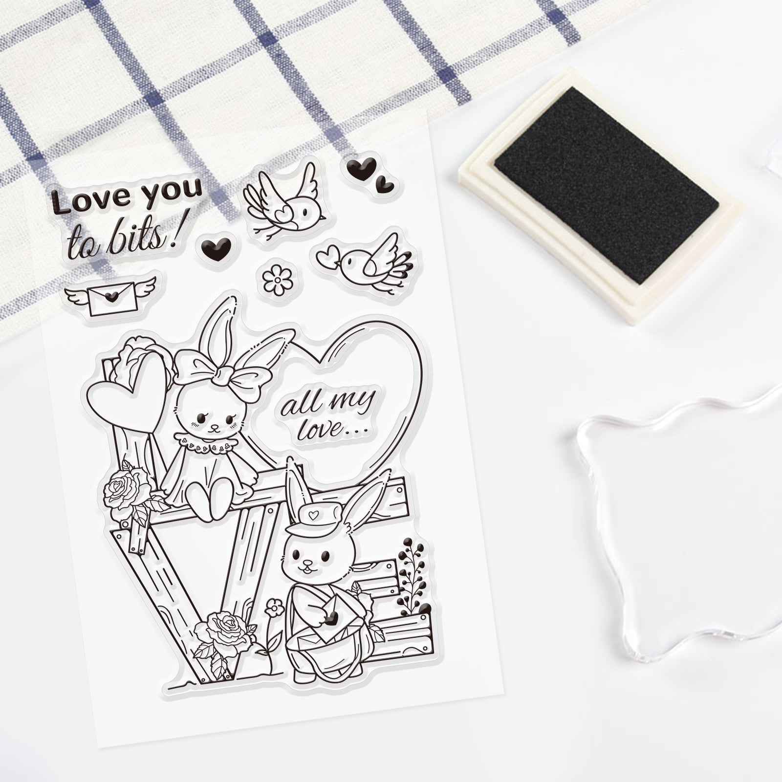Globleland LOVE, Valentine's Day, Animals, Love, Rabbit Clear Silicone Stamp Seal for Card Making Decoration and DIY Scrapbooking