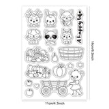 Globleland Cart Trolley Animal Vegetable Fruit Fox Rabbit Bear  Deer Puppy Pumpkin Clear Silicone Stamp Seal for Card Making Decoration and DIY Scrapbooking