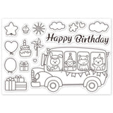 Globleland Party Bus, Animal Bus, Gifts Clear Stamps Silicone Stamp Seal for Card Making Decoration and DIY Scrapbooking