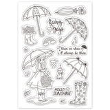 Globleland Rainy Season, Umbrellas, Rain Boots, Flowers, Rainbows, Blessings Clear Stamps Silicone Stamp Seal for Card Making Decoration and DIY Scrapbooking