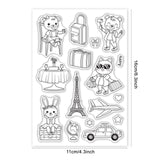 Globleland Animal Travel Vacation Bear Cat Rabbit Stamp Clear Silicone Stamp Seal for Card Making Decoration and DIY Scrapbooking