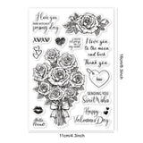 Globleland Valentine's Day Flowers, Roses, Labels, Words of Love and Blessing Stamp Clear Silicone Stamp Seal for Card Making Decoration and DIY Scrapbooking