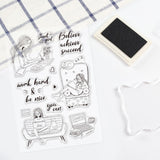Globleland Silicone Stamp Seal for Card Making Decoration and DIY Scrapbooking, Including Girl, Work, Study, Computer, Book, Cat