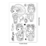 Globleland Japan, Kimono, Cherry Blossoms, Japanese Style, Lanterns, Wind Chimes, Puppet Dolls Clear Silicone Stamp Seal for Card Making Decoration and DIY Scrapbooking