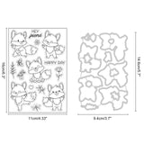 Globleland Fox Cutting Dies and Silicone Clear Stamps Set, for DIY Scrapbooking/Photo Album, Decorative Embossing DIY Paper Card