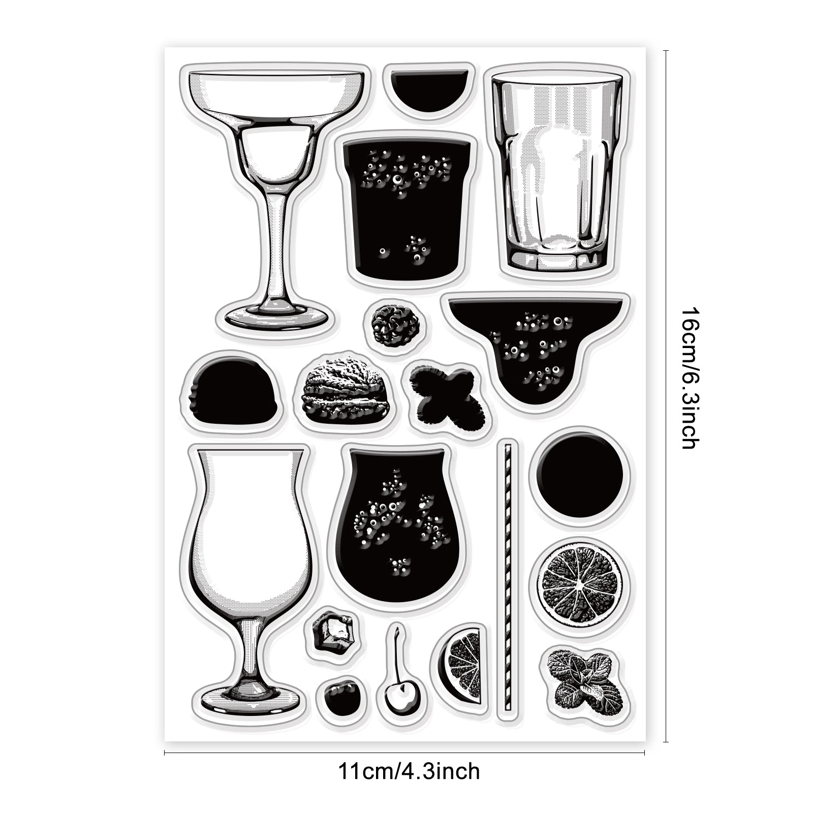 Globleland Layered Drink, Wine Clear Stamps Silicone Stamp Seal for Card Making Decoration and DIY Scrapbooking