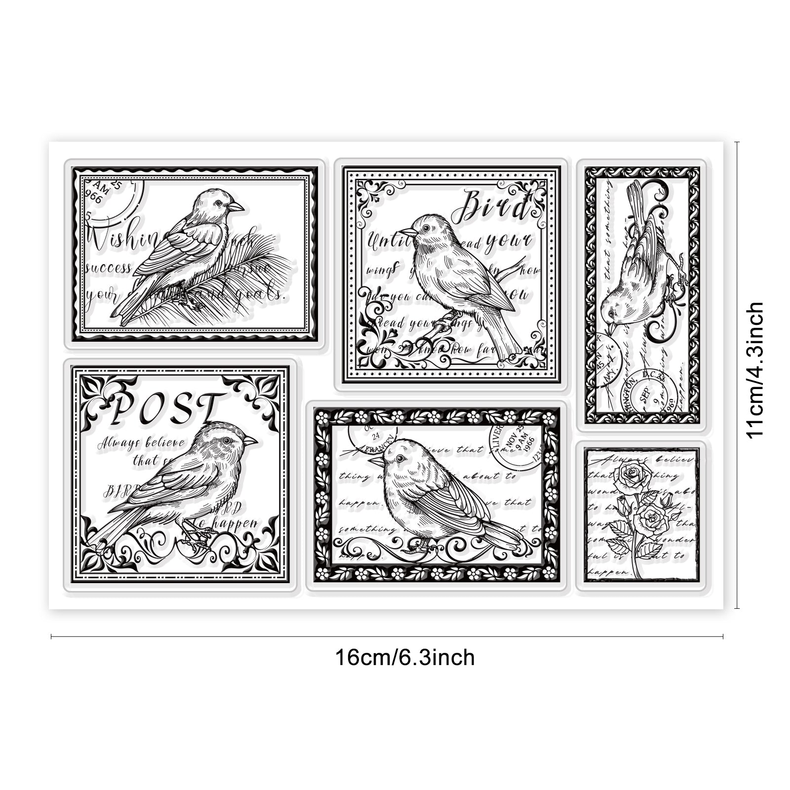 Globleland Vintage, Bird Stamp, Realistic Birds, Flower, Cute Bird, Birds Pattern Clear Silicone Stamp Seal for Card Making Decoration and DIY Scrapbooking