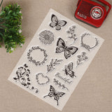 GLOBLELAND TPR Stamps, with Acrylic Board, for Imprinting Metal, Plastic, Wood, Leather, Mixed Patterns, Butterfly Pattern, 6-1/4x4-3/8 inches(16x11cm)