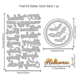 Globleland Halloween Text, Bats, Round Frame Carbon Steel Cutting Dies Stencils, for DIY Scrapbooking/Photo Album, Decorative Embossing DIY Paper Card