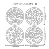GLOBLELAND 4Pcs Round Glass Patterns Cutting Dies Metal Tree of Life Embossing Stencils Die Cuts for Paper Card Making Decoration DIY Scrapbooking Album Craft Decor