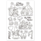 Globleland Gnome, Family, Father's Day, Mother's Day, Baby, Pumpkin House Clear Stamps Silicone Stamp Seal for Card Making Decoration and DIY Scrapbooking