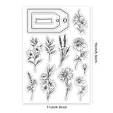 Globleland Sketch Flowers, Flowers Background, Label Box, Tags Clear Stamps Silicone Stamp Seal for Card Making Decoration and DIY Scrapbooking