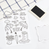 Globleland Rain Boots, Umbrella, Cloud, Raindrops, Bird Clear Silicone Stamp Seal for Card Making Decoration and DIY Scrapbooking