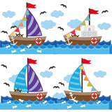 Globleland Combination of Sailboats, Flags, Waves, Seagulls, Fish, Clouds Carbon Steel Cutting Dies Stencils, for DIY Scrapbooking/Photo Album, Decorative Embossing DIY Paper Card