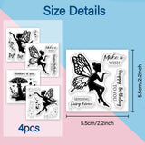 Globleland 4Pcs 4 Styles PVC Stamp, for DIY Scrapbooking, Angel & Fairy, 55x55mm, 1pc/style