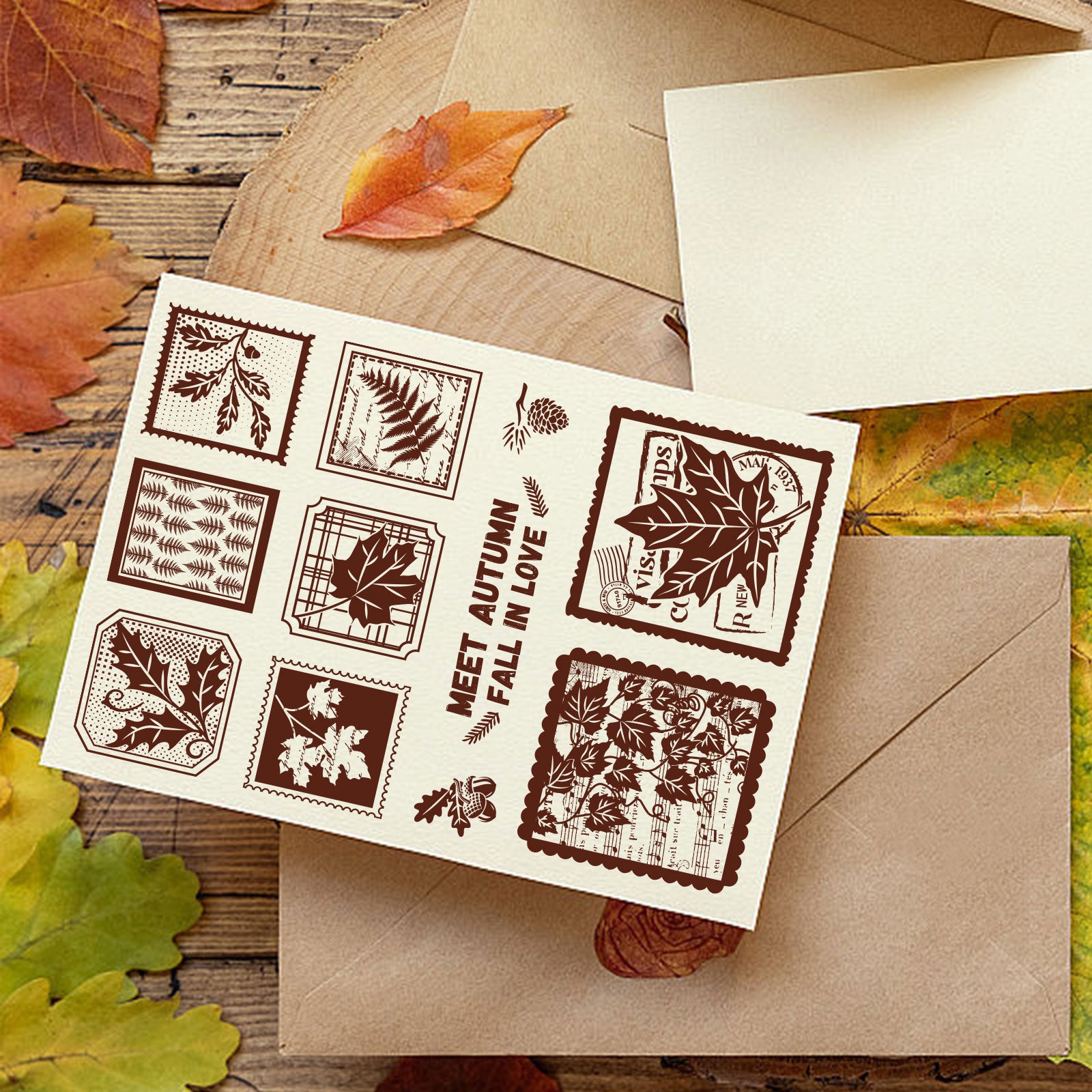 Globleland Custom PVC Plastic Clear Stamps, for DIY Scrapbooking, Photo Album Decorative, Cards Making, Leaf Pattern, 160x110x3mm
