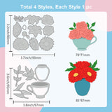 Globleland 2Pcs 2 Styles Carbon Steel Cutting Dies Stencils, for DIY Scrapbooking, Photo Album, Decorative Embossing Paper Card, Stainless Steel Color, Flower, 92~93x97~110x0.8mm, 1pc/style