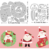Globleland Father Christmas Carbon Steel Cutting Dies Stencils, for DIY Scrapbooking, Photo Album, Decorative Embossing Paper Card, Stainless Steel Color, 106~169x109~132x0.8mm, 2pcs/set