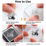 Globleland Vintage Hive, Bees, Wildflowers, Grass Clear Silicone Stamp Seal for Card Making Decoration and DIY Scrapbooking