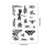 Globleland Custom PVC Plastic Clear Stamps, for DIY Scrapbooking, Photo Album Decorative, Cards Making, Insects, 160x110x3mm