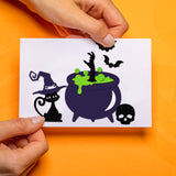 Globleland Halloween Theme Carbon Steel Cutting Dies Stencils, for DIY Scrapbooking, Photo Album, Decorative Embossing Paper Card, Stainless Steel Color, Cauldron Pattern, 67~81x125~127x0.8mm, 2pcs/set