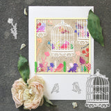 Globleland Bird Cage with Flower Carbon Steel Cutting Dies Stencils, for DIY Scrapbooking, Photo Album, Decorative Embossing Paper Card, Stainless Steel Color, 119~130x70~85x0.8mm, 2pcs/set