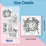 Globleland 4Pcs 4 Styles PVC Stamp, for DIY Scrapbooking, Clock, 55x55mm, 1pc/style