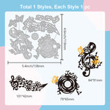 Globleland Musical Note Carbon Steel Cutting Dies Stencils, for DIY Scrapbooking, Photo Album, Decorative Embossing Paper Card, Stainless Steel Color, 138x118x0.8mm