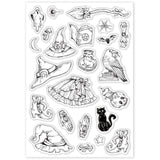 Globleland Witch's Day, Witch Hat, Cat Clear Silicone Stamp Seal for Card Making Decoration and DIY Scrapbooking