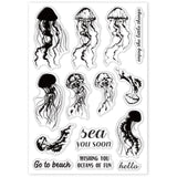 Globleland Overlay Jellyfish, Marine Life, Blessings Clear Silicone Stamp Seal for Card Making Decoration and DIY Scrapbooking