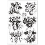 Globleland Cow Flower Animal Sunflower Clear Silicone Stamp Seal for Card Making Decoration and DIY Scrapbooking