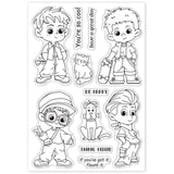 Globleland Cute Boy Greetings Clear Silicone Stamp Seal for Card Making Decoration and DIY Scrapbooking