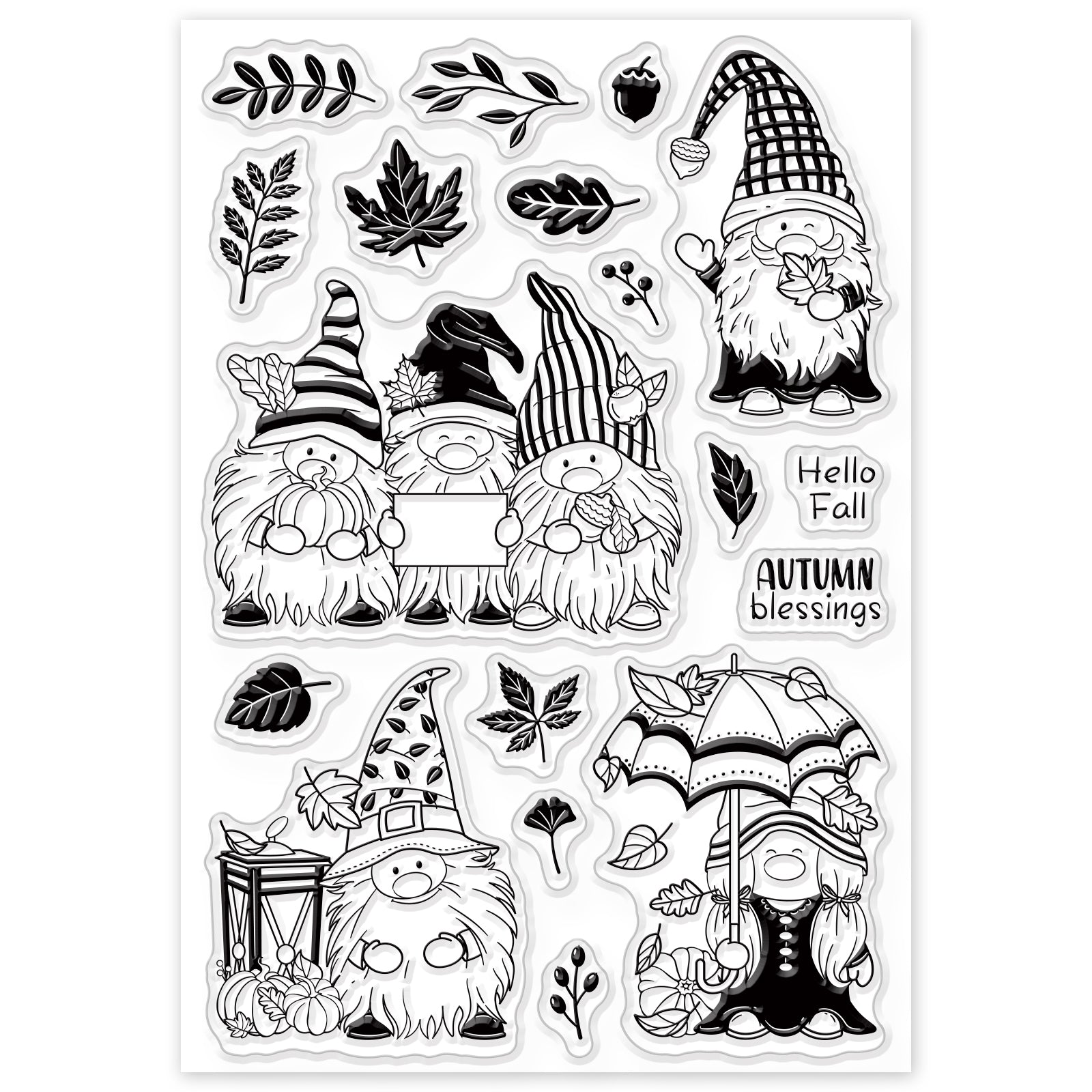 Globleland PVC Plastic Stamps, for DIY Scrapbooking, Photo Album Decorative, Cards Making, Stamp Sheets, Gnome Pattern, 160x110x3mm