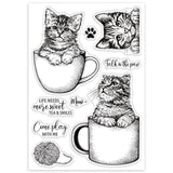 Globleland Cat, Teacup Stamps Silicone Stamp Seal for Card Making Decoration and DIY Scrapbooking