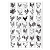 Globleland Chickens, Farm Animals, Breeds of Chickens Stamps Silicone Stamp Seal for Card Making Decoration and DIY Scrapbooking