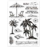 Globleland Beach Vacation, Coconut Trees Clear Silicone Stamp Seal for Card Making Decoration and DIY Scrapbooking