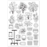 Globleland Plant, Potted Plant, Leaves, Cactus Clear Silicone Stamp Seal for Card Making Decoration and DIY Scrapbooking