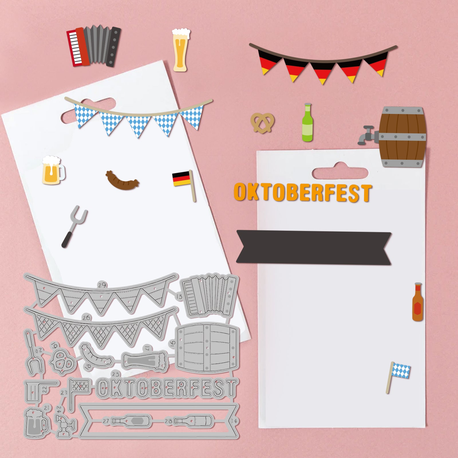 Globleland Oktoberfest Theme Carbon Steel Cutting Dies Stencils, for DIY Scrapbooking, Photo Album, Decorative Embossing Paper Card, Stainless Steel Color, Girl Pattern, 66~91x70~74x0.8mm, 2pcs/set